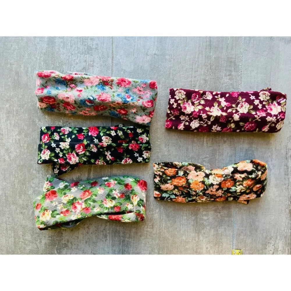 Los Angeles Boutique Boho Baby Girl Soft Fabric Stretch Floral Set of 5 Headband